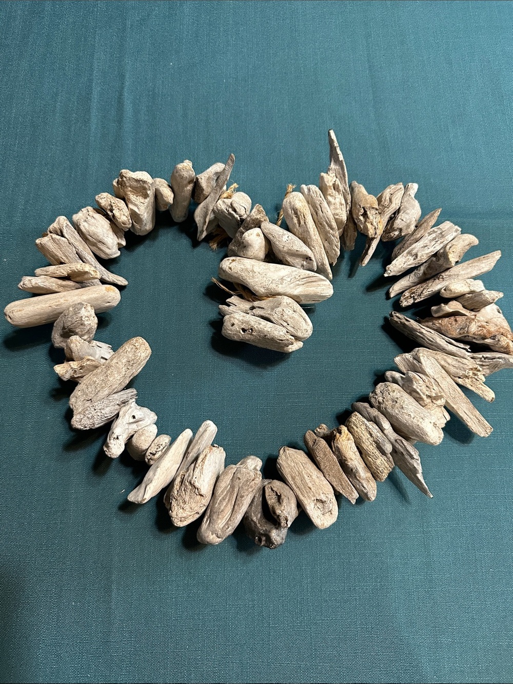 Handmade Driftwood Heart Wall Accent in Light Brown Coastal